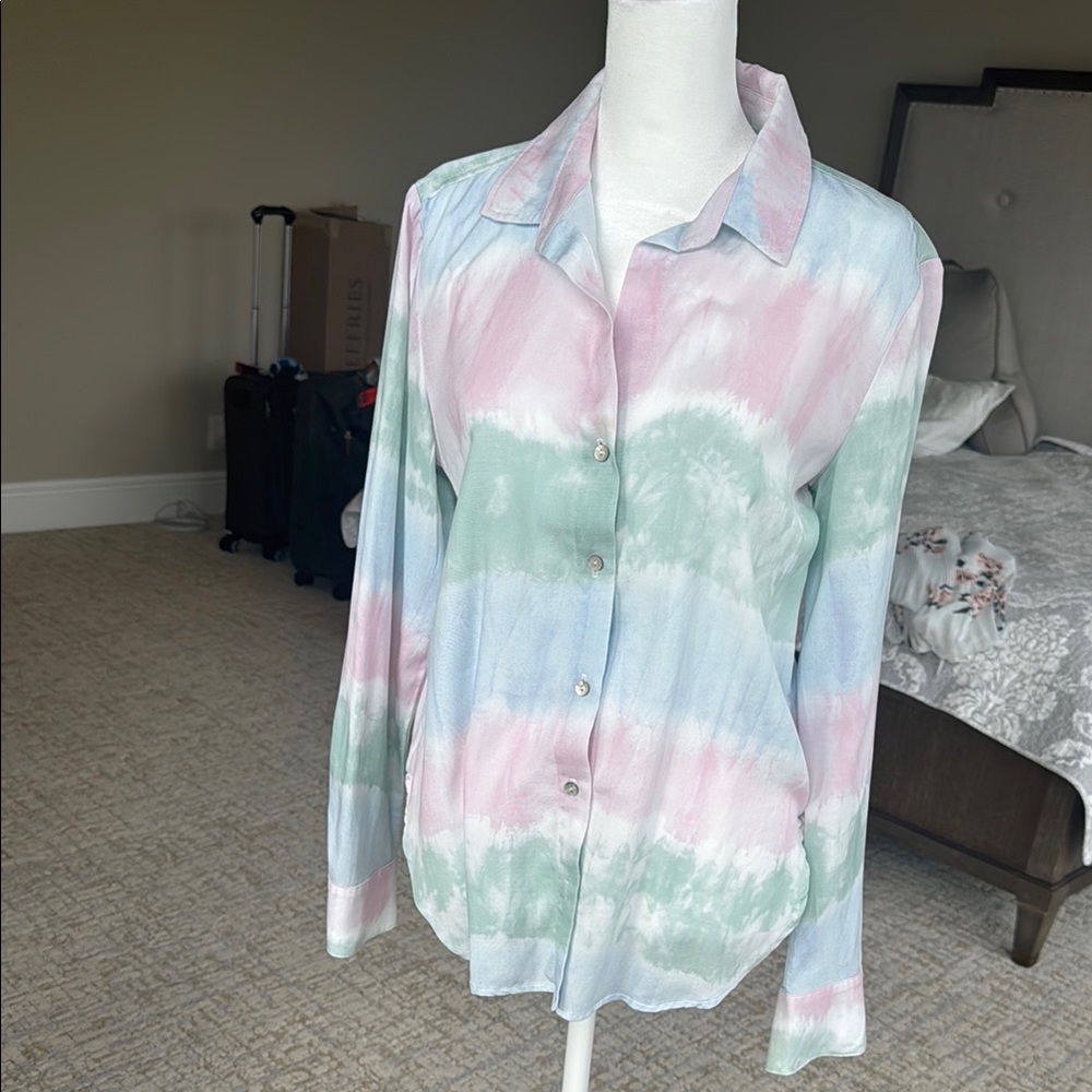 Pastel Tie-Dye Button-Up Shirt